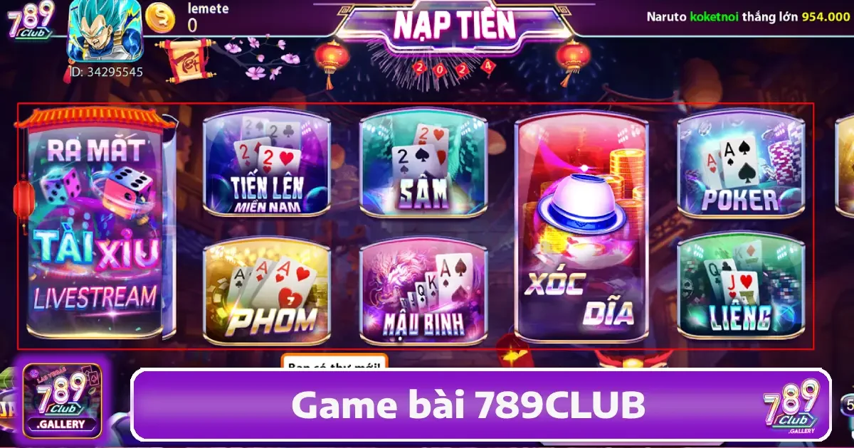 Các trò chơi bài đổi thưởng hấp dẫn tại 789Club