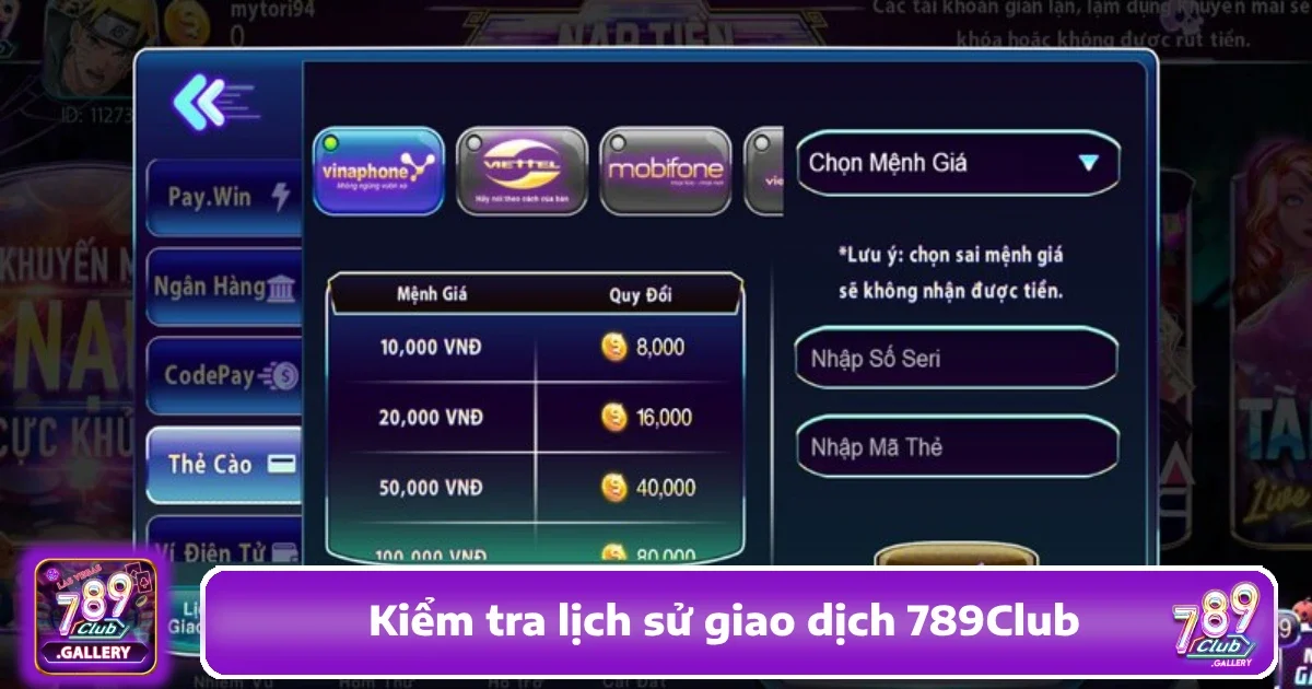 Hướng Dẫn Cách Kiểm Tra Lịch Sử Giao Dịch 789Club Chi Tiết