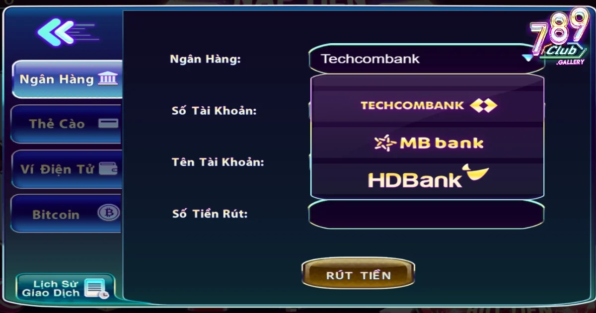 Cách rút tiền từ 789Club về ngân hàng nhanh chóng chỉ trong vài phút